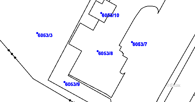 Parcela st. 6053/8 v KÚ Přerov, Katastrální mapa