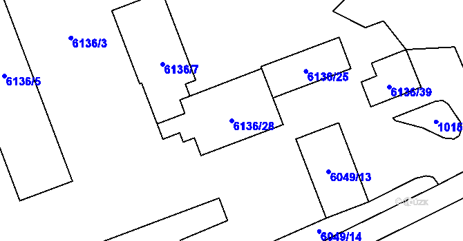 Parcela st. 6136/28 v KÚ Přerov, Katastrální mapa
