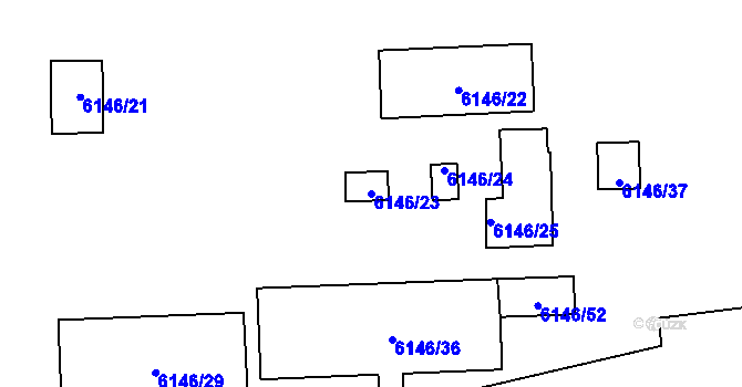 Parcela st. 6146/23 v KÚ Přerov, Katastrální mapa