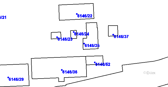 Parcela st. 6146/25 v KÚ Přerov, Katastrální mapa