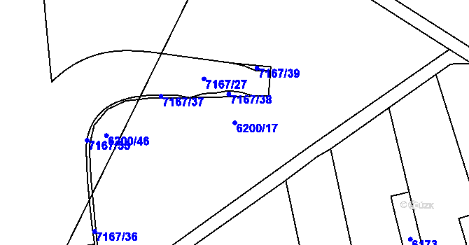 Parcela st. 6200/17 v KÚ Přerov, Katastrální mapa