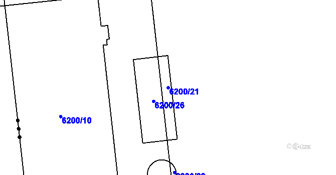 Parcela st. 6200/21 v KÚ Přerov, Katastrální mapa