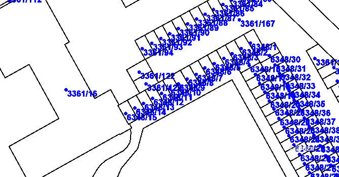 Parcela st. 6348/10 v KÚ Přerov, Katastrální mapa