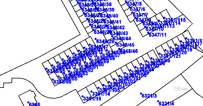 Parcela st. 6348/57 v KÚ Přerov, Katastrální mapa