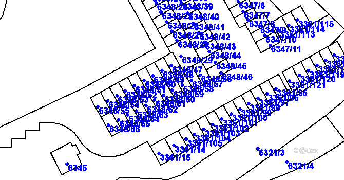 Parcela st. 6348/59 v KÚ Přerov, Katastrální mapa