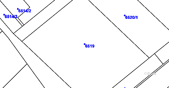 Parcela st. 6519 v KÚ Přerov, Katastrální mapa