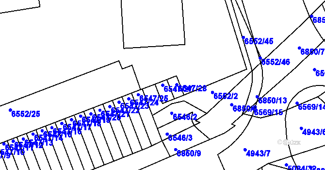 Parcela st. 6547/27 v KÚ Přerov, Katastrální mapa