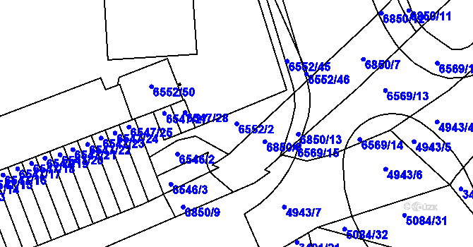 Parcela st. 6552/2 v KÚ Přerov, Katastrální mapa