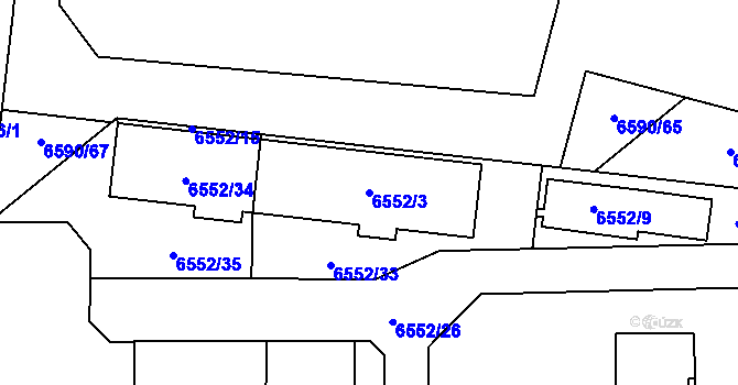 Parcela st. 6552/3 v KÚ Přerov, Katastrální mapa