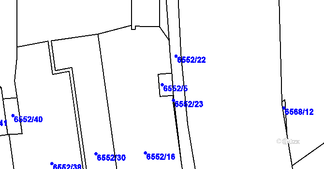 Parcela st. 6552/5 v KÚ Přerov, Katastrální mapa