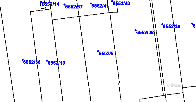 Parcela st. 6552/6 v KÚ Přerov, Katastrální mapa