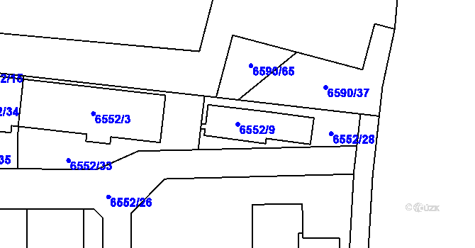 Parcela st. 6552/9 v KÚ Přerov, Katastrální mapa