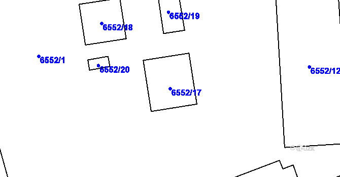 Parcela st. 6552/17 v KÚ Přerov, Katastrální mapa
