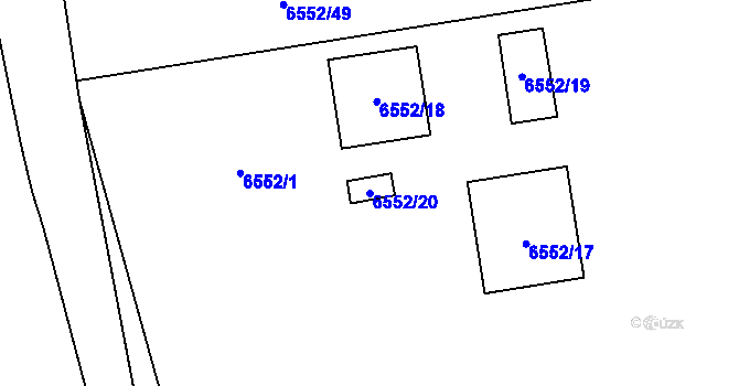 Parcela st. 6552/20 v KÚ Přerov, Katastrální mapa