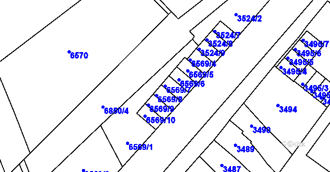 Parcela st. 6569/7 v KÚ Přerov, Katastrální mapa