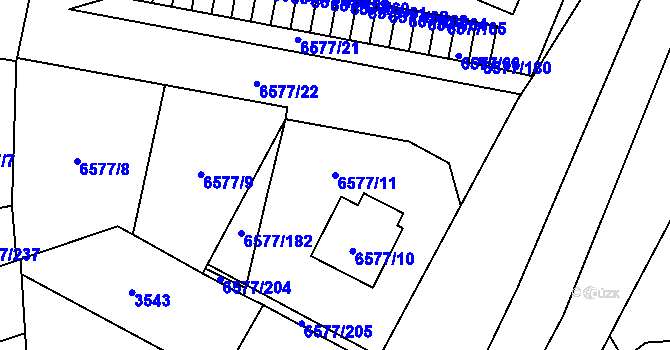 Parcela st. 6577/11 v KÚ Přerov, Katastrální mapa