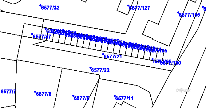 Parcela st. 6577/21 v KÚ Přerov, Katastrální mapa