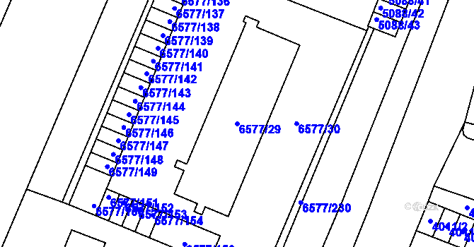 Parcela st. 6577/29 v KÚ Přerov, Katastrální mapa
