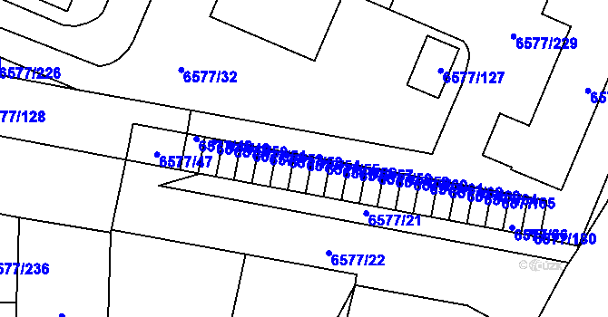 Parcela st. 6577/54 v KÚ Přerov, Katastrální mapa