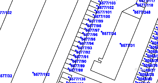 Parcela st. 6577/94 v KÚ Přerov, Katastrální mapa