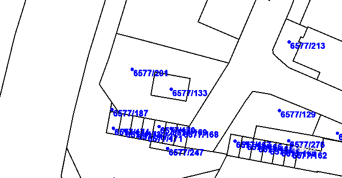Parcela st. 6577/133 v KÚ Přerov, Katastrální mapa