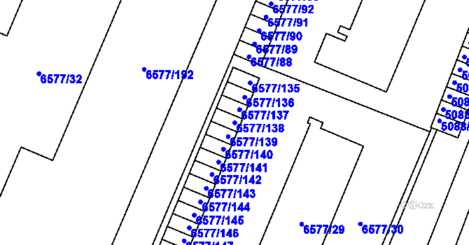 Parcela st. 6577/138 v KÚ Přerov, Katastrální mapa