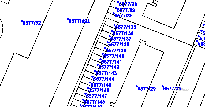 Parcela st. 6577/140 v KÚ Přerov, Katastrální mapa