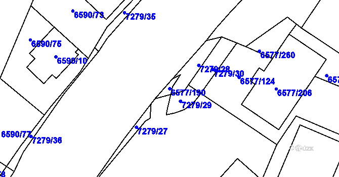Parcela st. 6577/190 v KÚ Přerov, Katastrální mapa