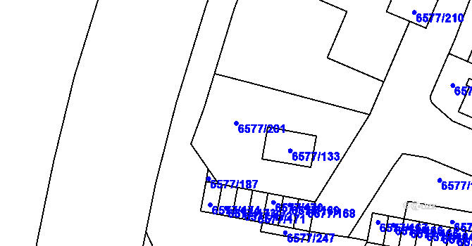 Parcela st. 6577/201 v KÚ Přerov, Katastrální mapa