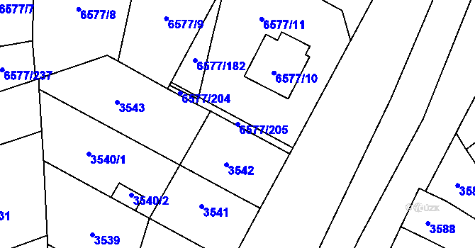 Parcela st. 6577/205 v KÚ Přerov, Katastrální mapa