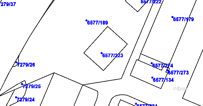 Parcela st. 6577/223 v KÚ Přerov, Katastrální mapa