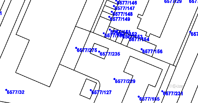 Parcela st. 6577/235 v KÚ Přerov, Katastrální mapa
