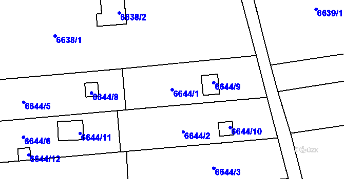 Parcela st. 6644/1 v KÚ Přerov, Katastrální mapa