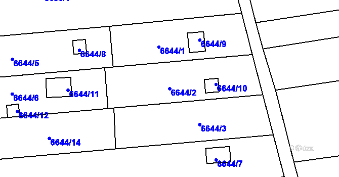 Parcela st. 6644/2 v KÚ Přerov, Katastrální mapa