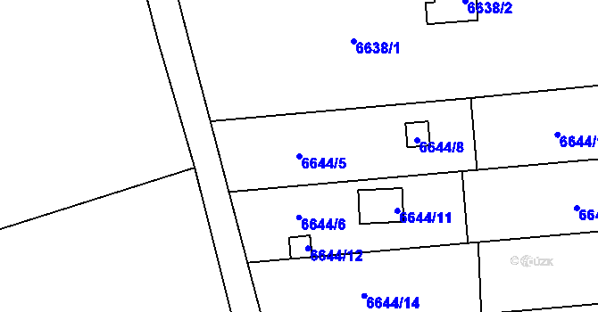 Parcela st. 6644/5 v KÚ Přerov, Katastrální mapa
