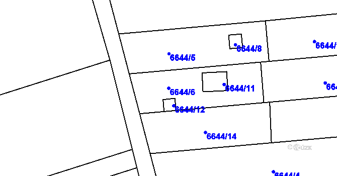 Parcela st. 6644/6 v KÚ Přerov, Katastrální mapa