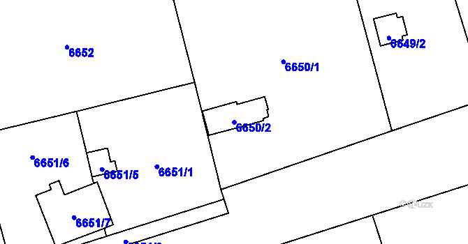 Parcela st. 6650/2 v KÚ Přerov, Katastrální mapa