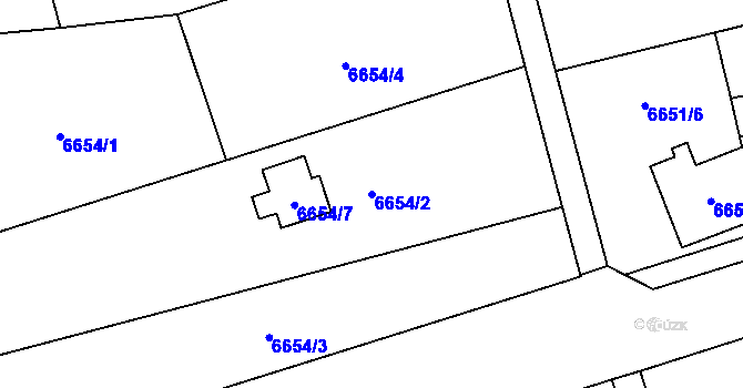 Parcela st. 6654/2 v KÚ Přerov, Katastrální mapa
