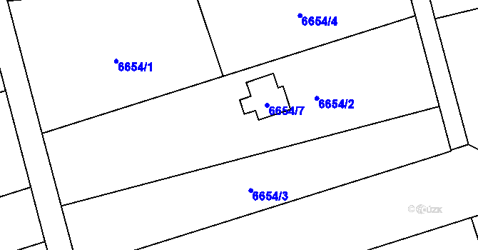 Parcela st. 6654/5 v KÚ Přerov, Katastrální mapa
