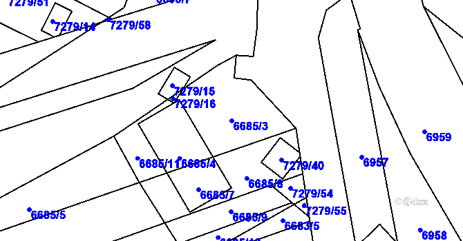 Parcela st. 6685/3 v KÚ Přerov, Katastrální mapa