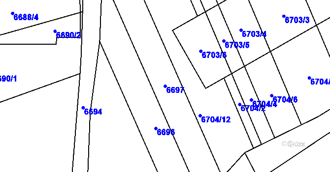 Parcela st. 6697 v KÚ Přerov, Katastrální mapa