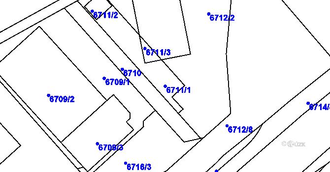 Parcela st. 6711/1 v KÚ Přerov, Katastrální mapa