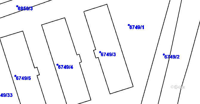 Parcela st. 6749/3 v KÚ Přerov, Katastrální mapa