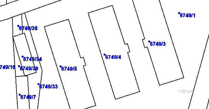 Parcela st. 6749/4 v KÚ Přerov, Katastrální mapa