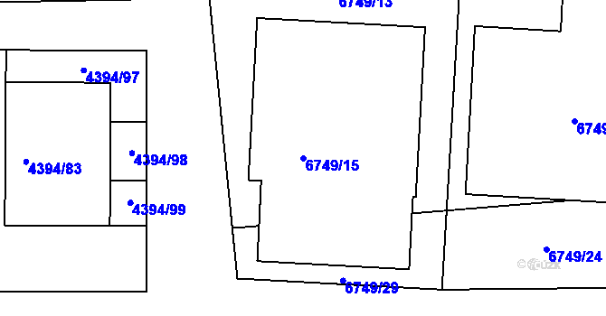 Parcela st. 6749/15 v KÚ Přerov, Katastrální mapa