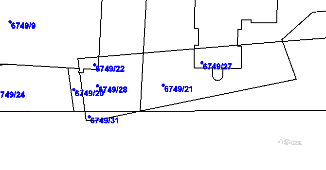 Parcela st. 6749/21 v KÚ Přerov, Katastrální mapa