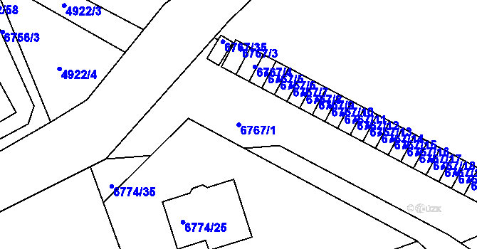 Parcela st. 6767/1 v KÚ Přerov, Katastrální mapa