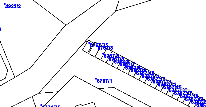 Parcela st. 6767/4 v KÚ Přerov, Katastrální mapa