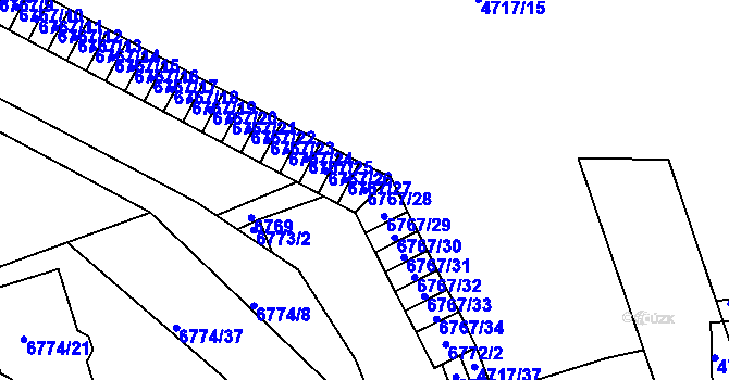 Parcela st. 6767/28 v KÚ Přerov, Katastrální mapa