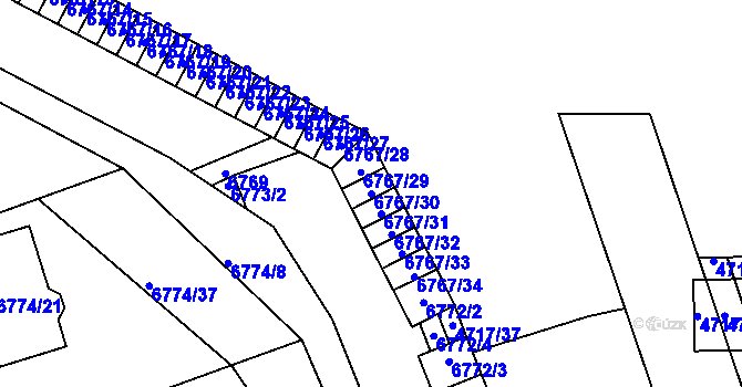 Parcela st. 6767/30 v KÚ Přerov, Katastrální mapa